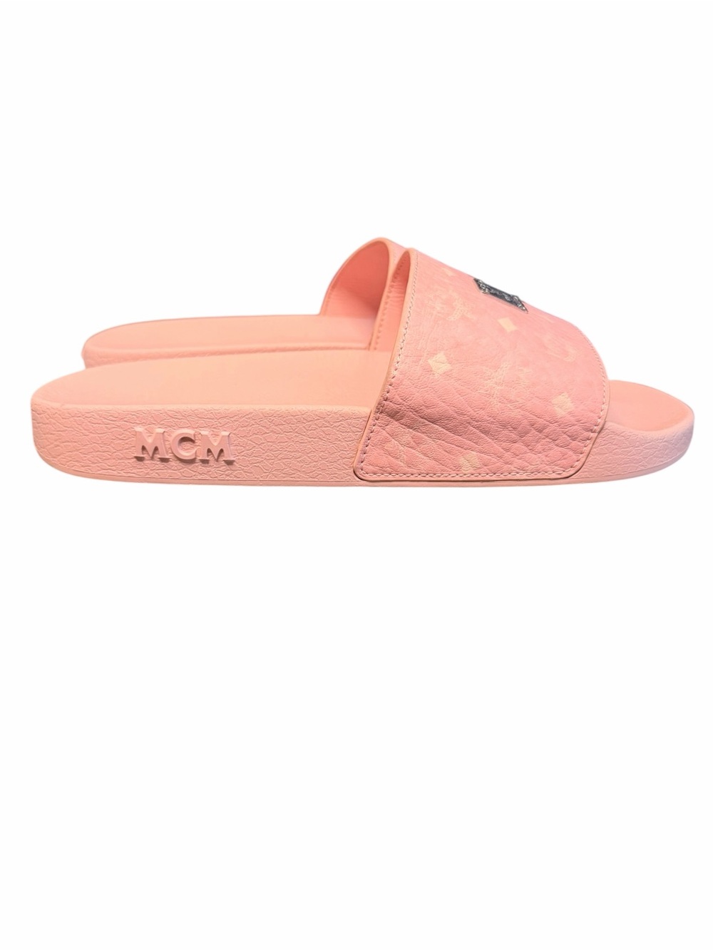MCM Pink Visetos Slides Sandals Soft Pink (A823) - Picture 2 of 9